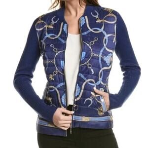 NWT J. McLaughlin Andi Jacket Fairfax Crest Equestrian Navy/Tan Sz Large